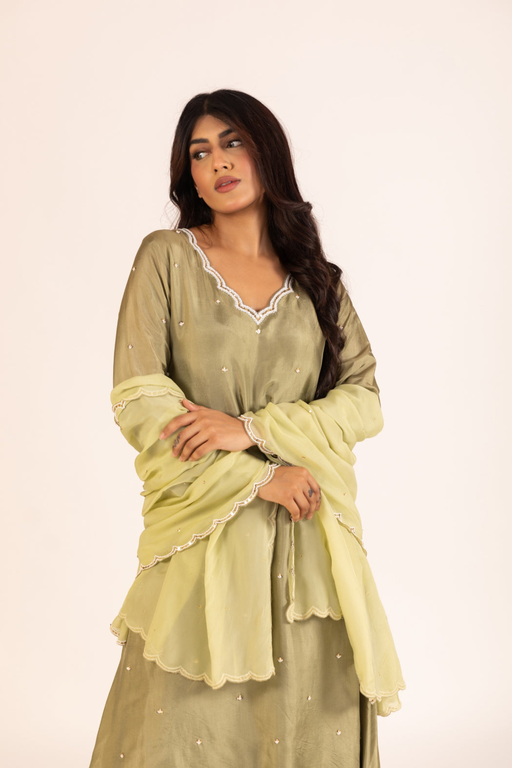 OLIVE GREEN KURTA SET