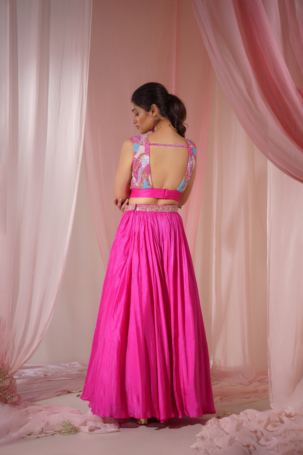 PINK LEHENGA SET WITH COLOURFUL EMBROIDERY