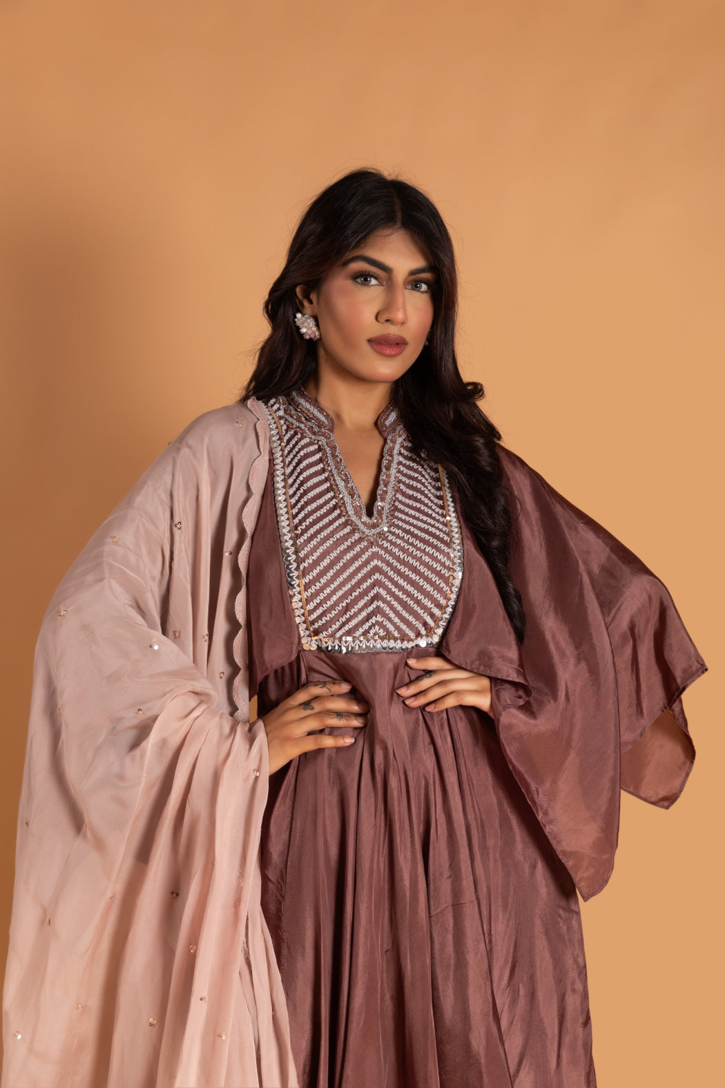 BROWN KURTA AND PANT SET