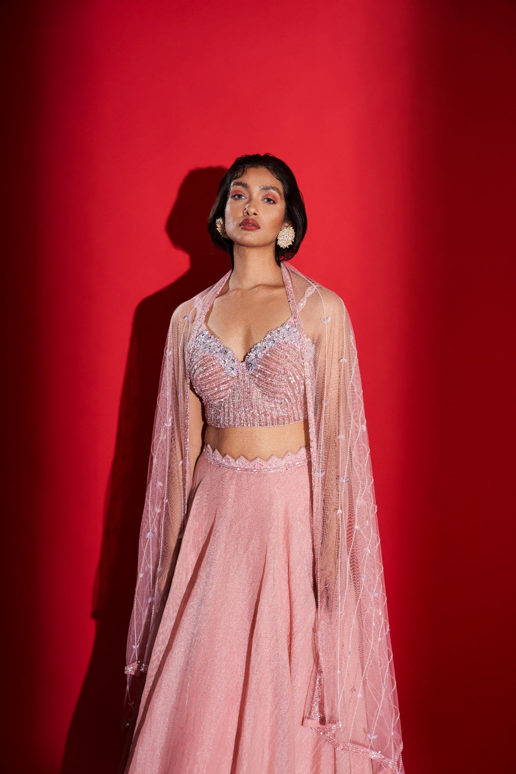 BLUSH CORSET AND LEHENGA SET