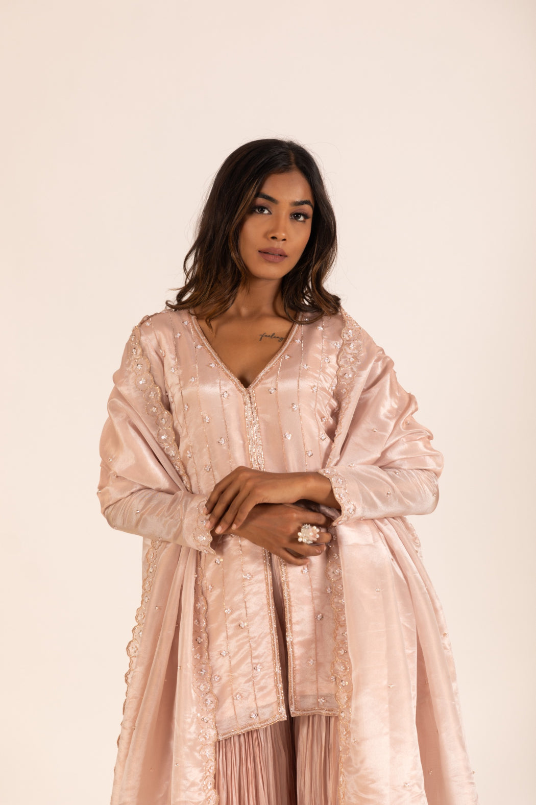 BLUSH PINK SHARARA SET