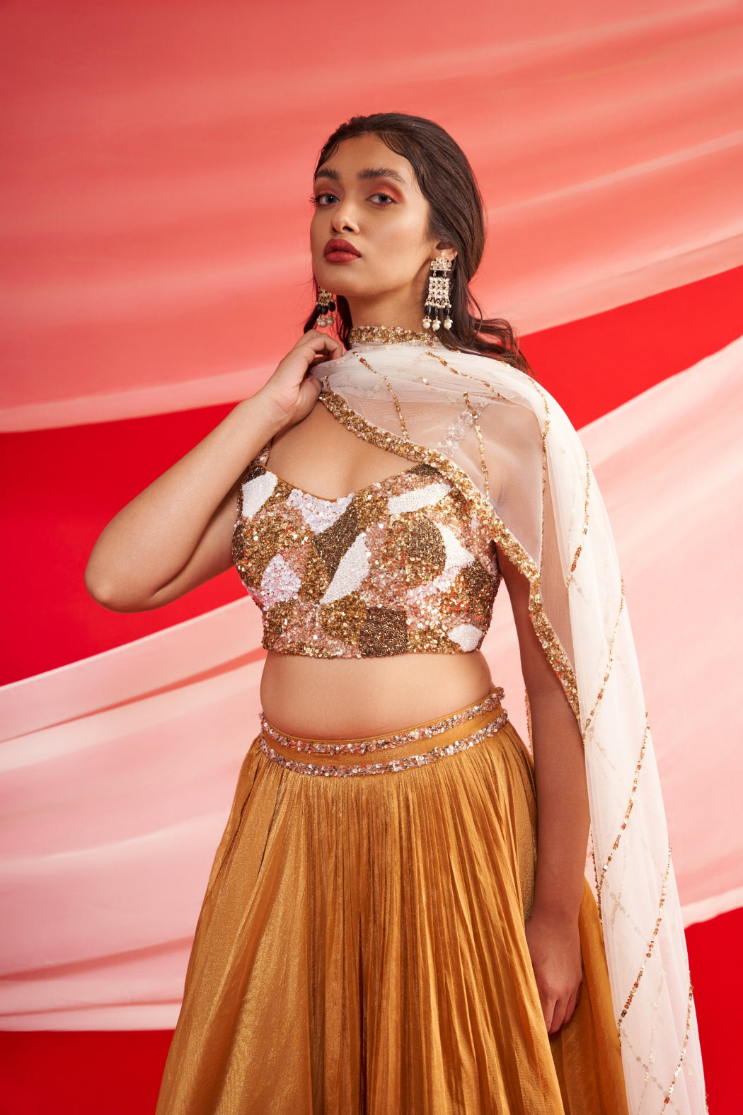 GOLDEN SHIMMER LEHENGA SET