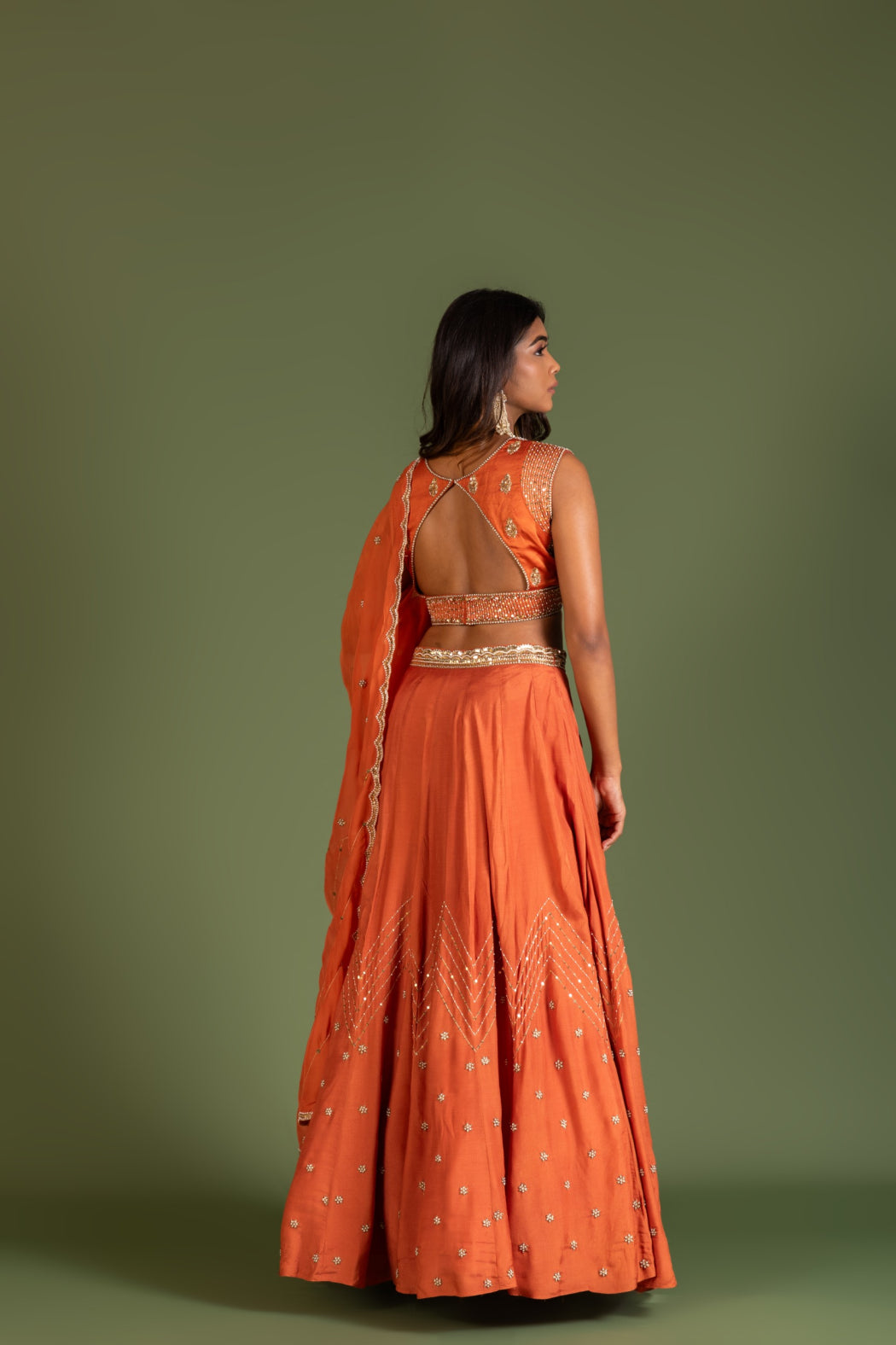 RUST LEHENGA SET