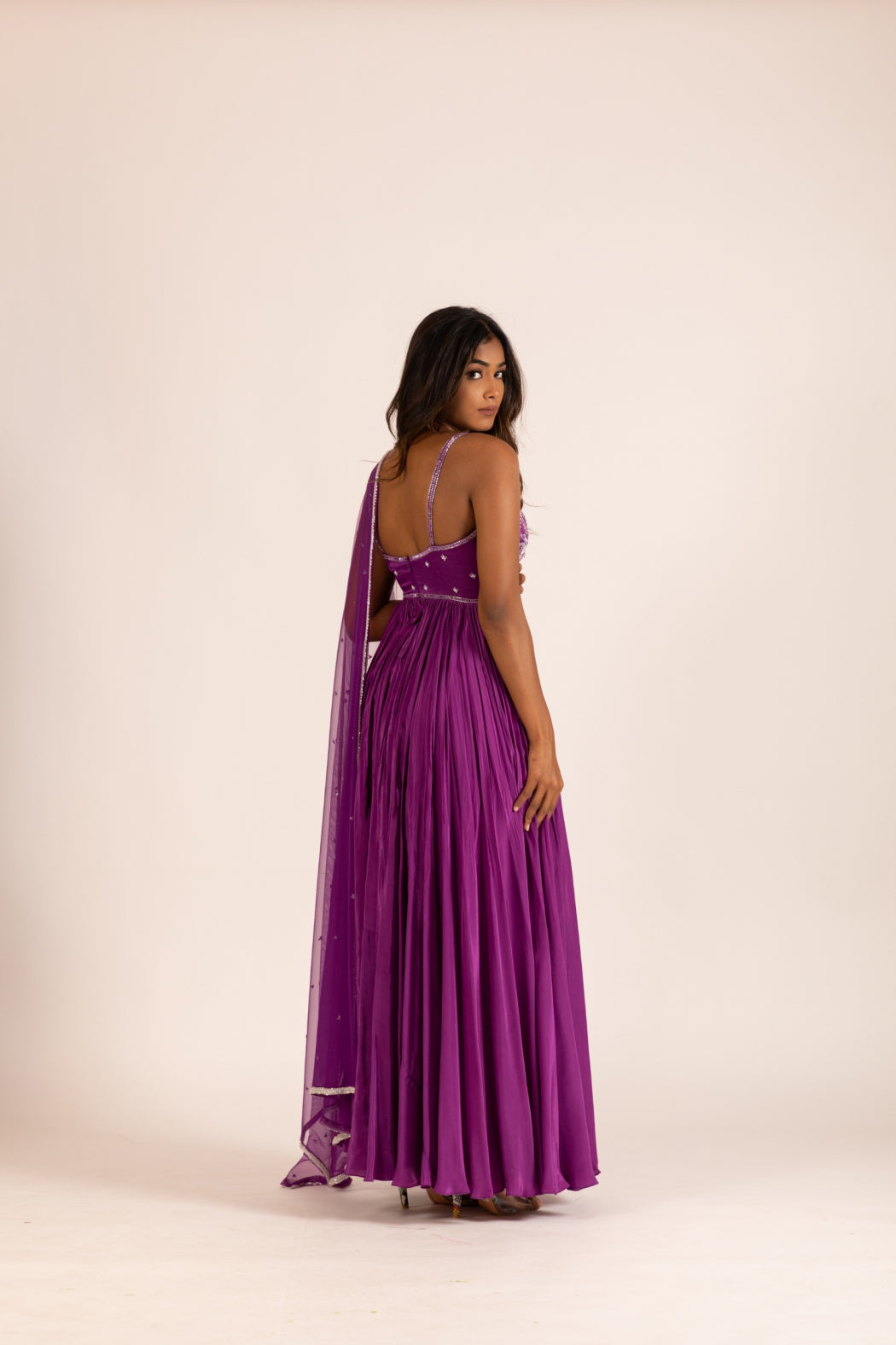 PURPLE PLEATED GOWN SET