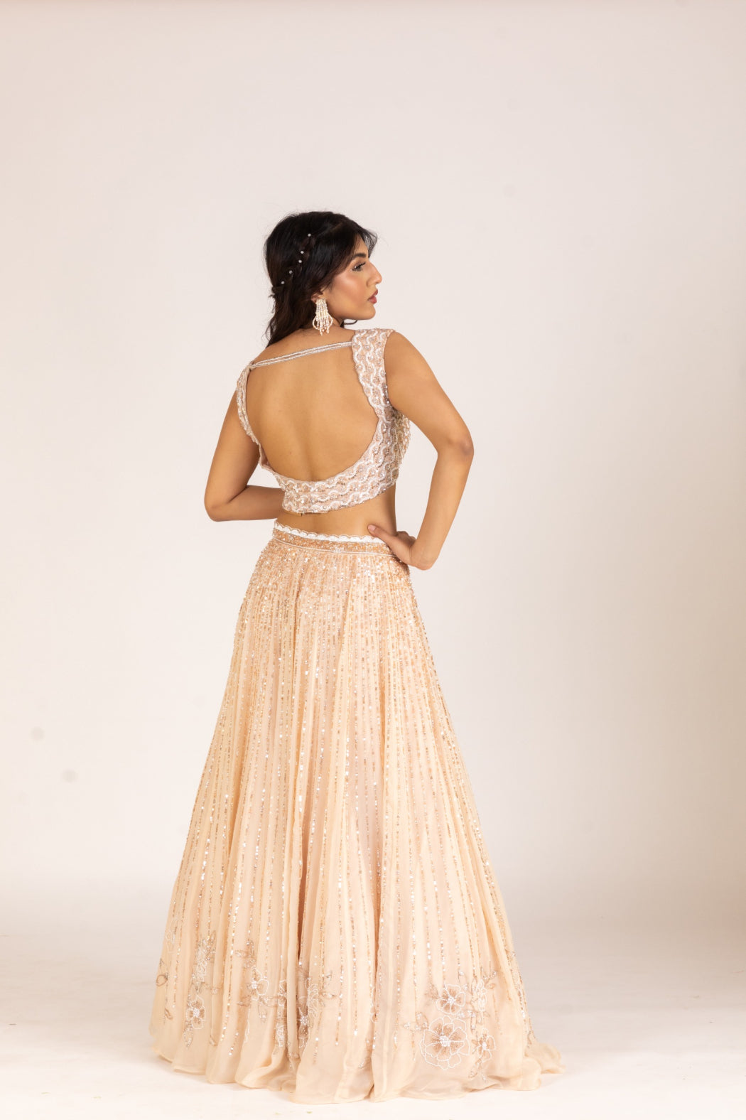 CREAM ORGANZA LEHENGA SET