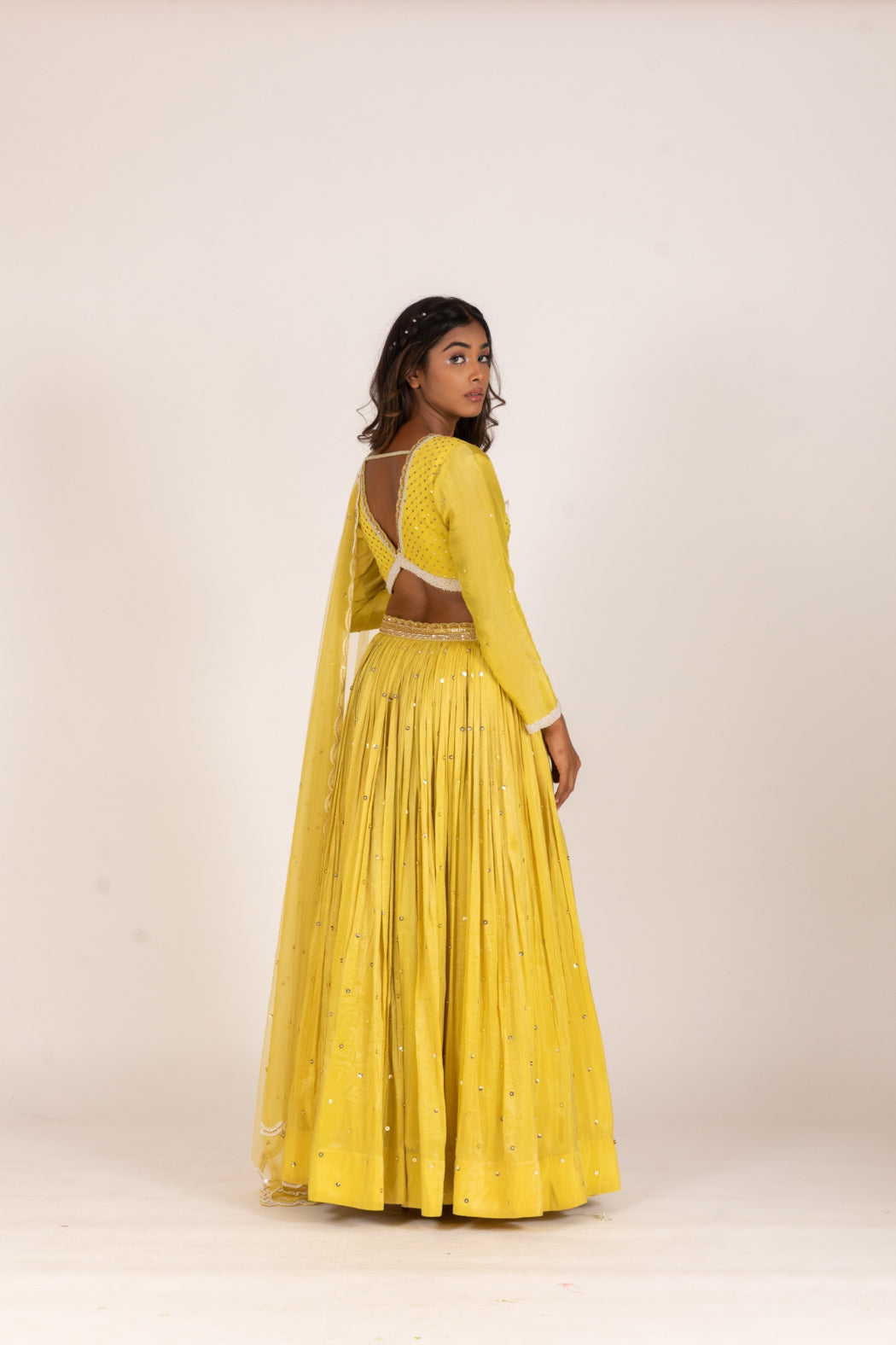 LIME YELLOW BUTTI LEHENGA SET