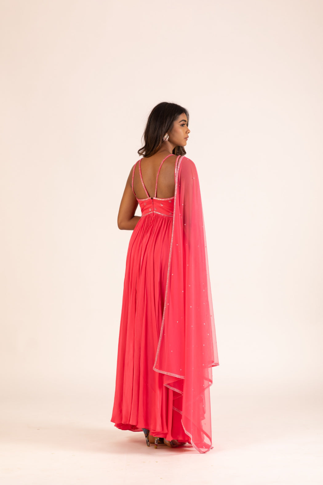 PINK PLEATED GOWN SET