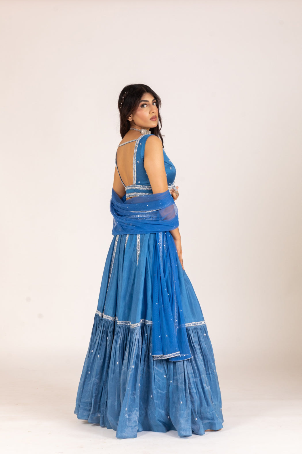 BLUE KALI LEHENGA SET