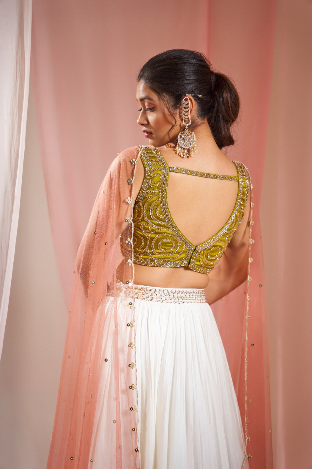 GREEN AND WHITE LEHENGA SET