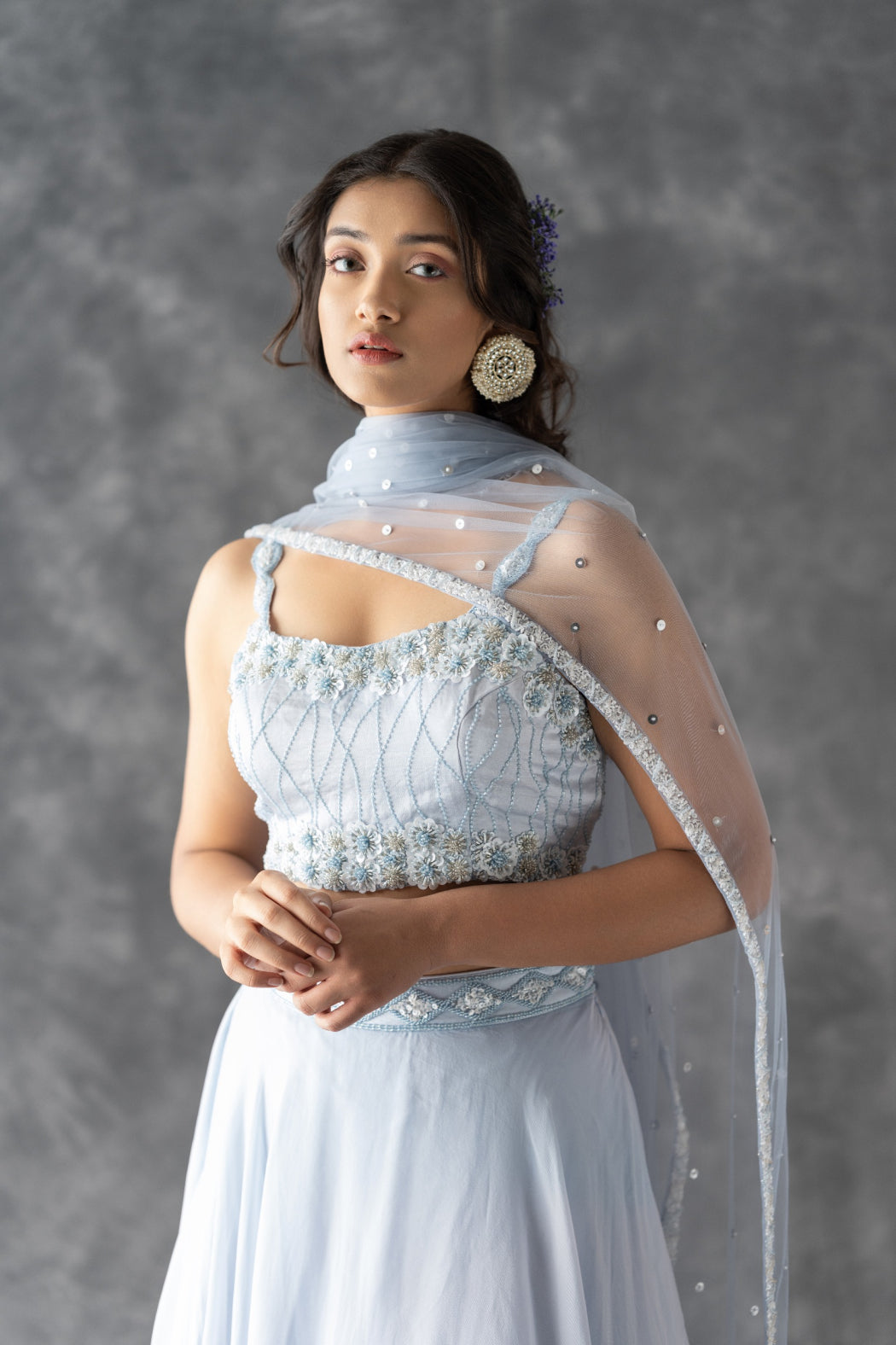 POWDER BLUE ORGANZA LEHENGA SET