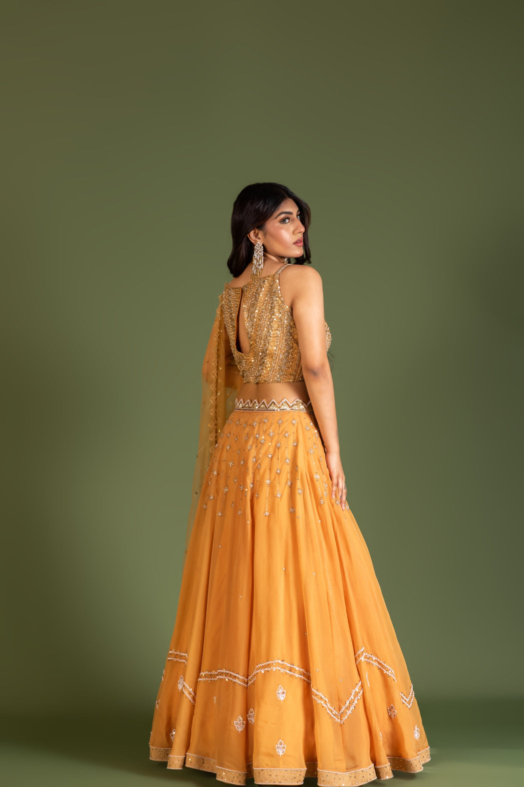 YELLOW ORGANZA LEHENGA SET