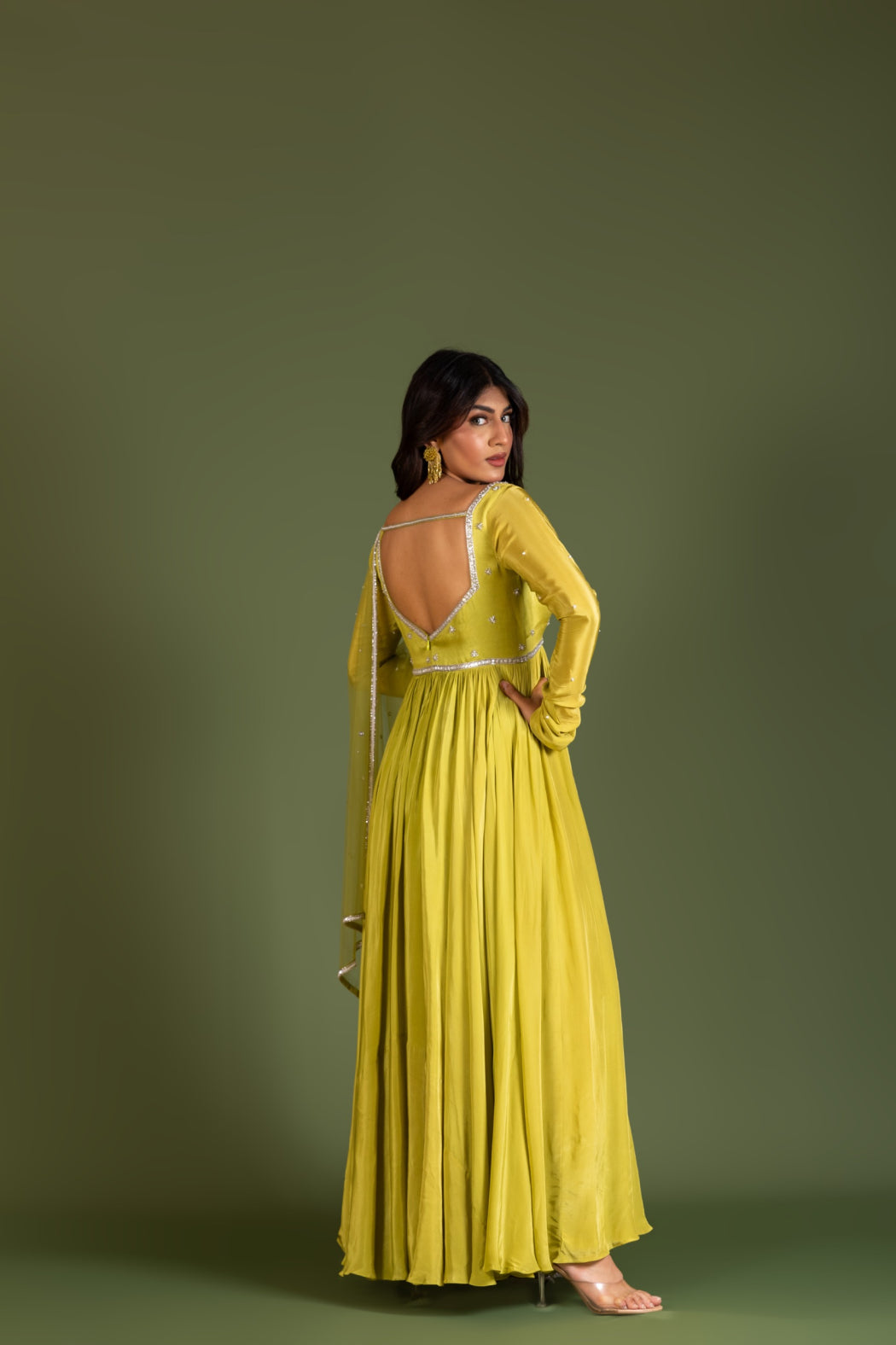 LIME GREEN ANARKALI SET