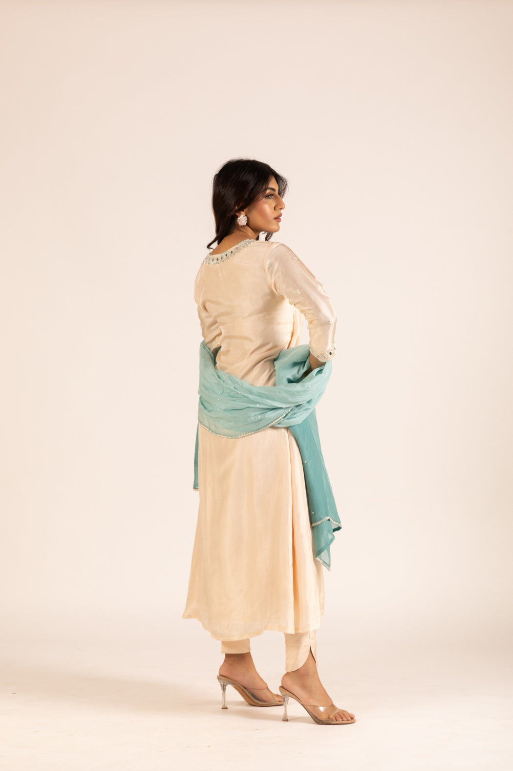 BEIGE AND POWDER BLUE ANGRAKHA SET