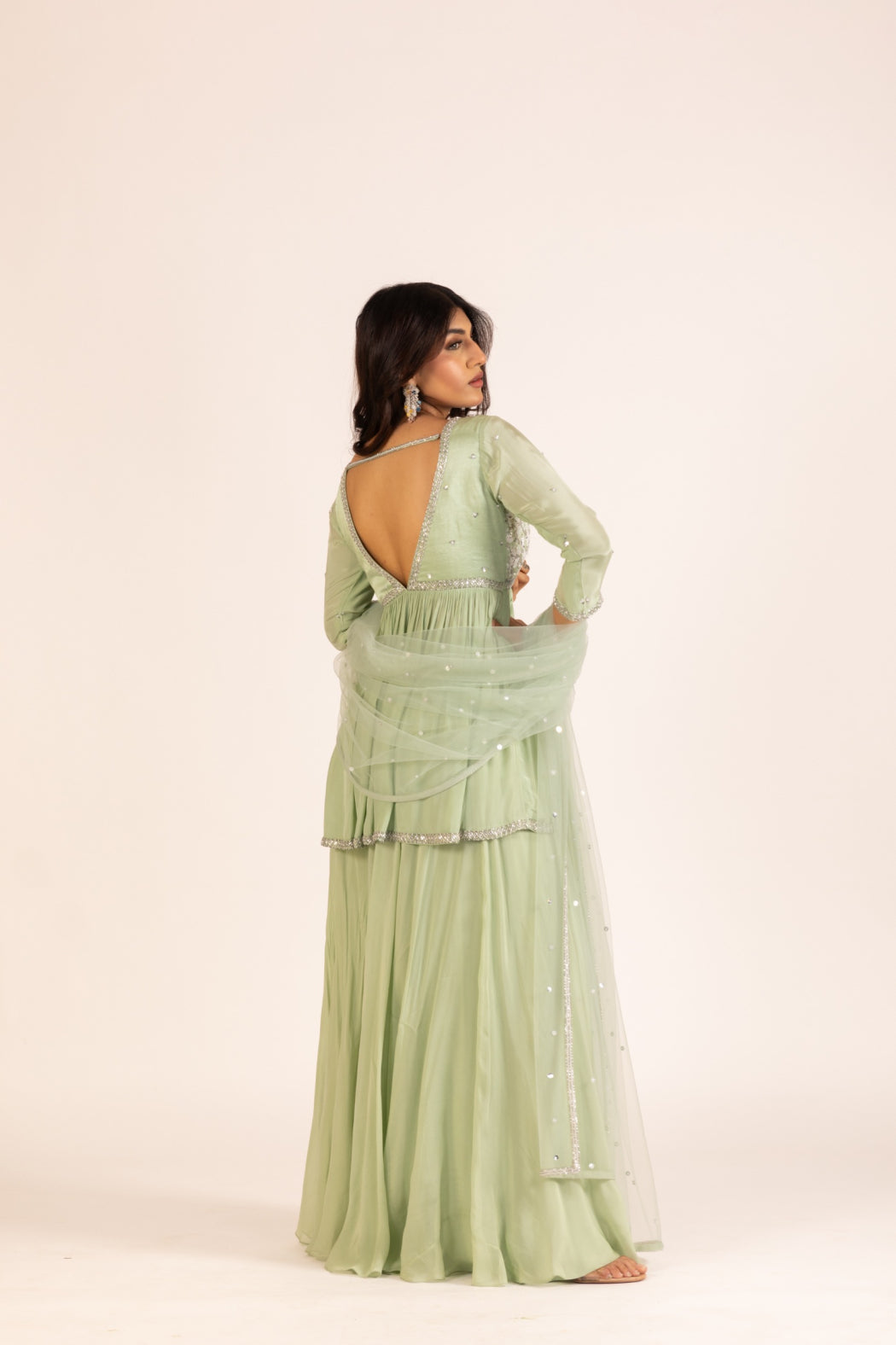 MINT PEPLUM AND SHARARA SET