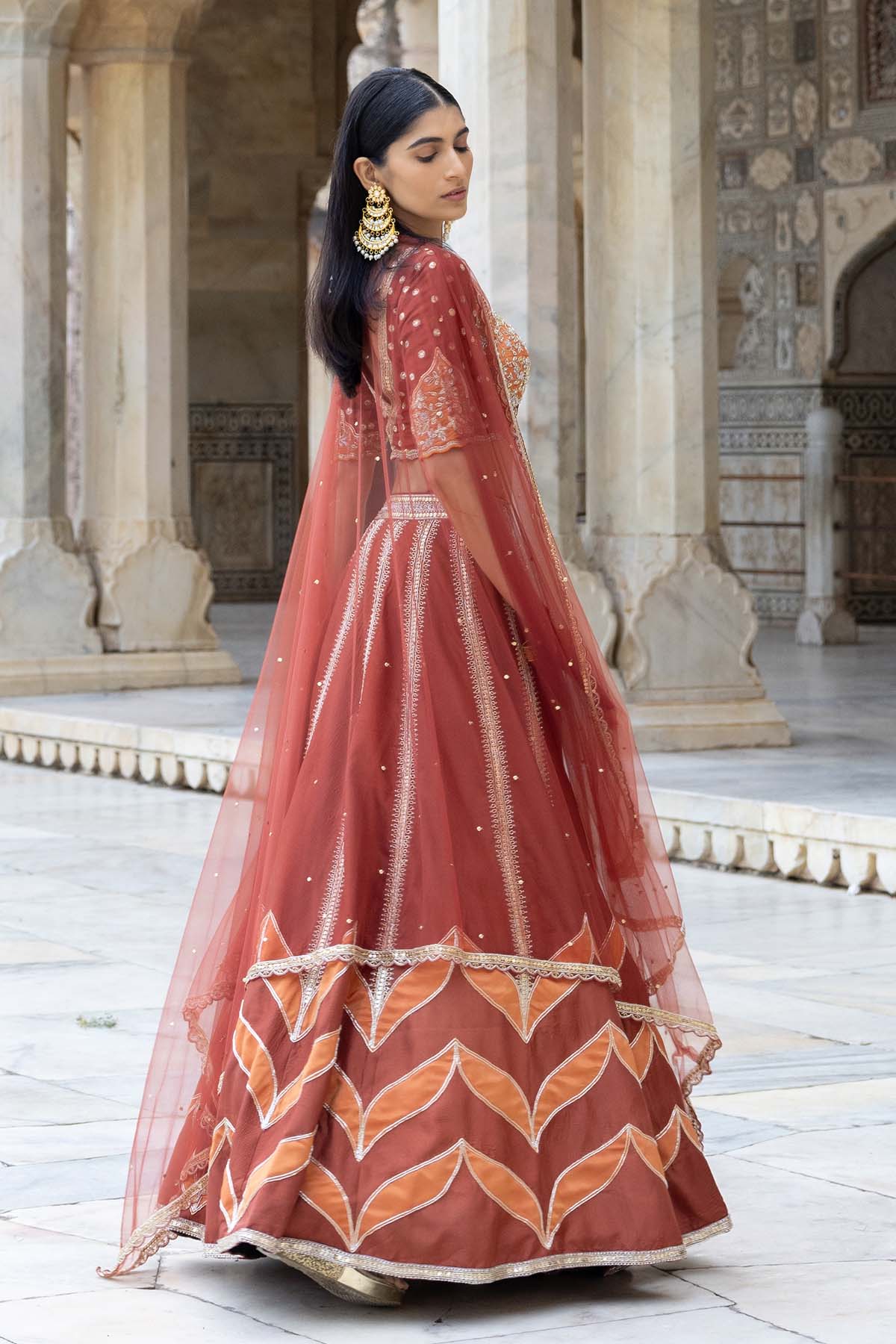 APPLIQUE PATTERN SILK LEHENGA SET