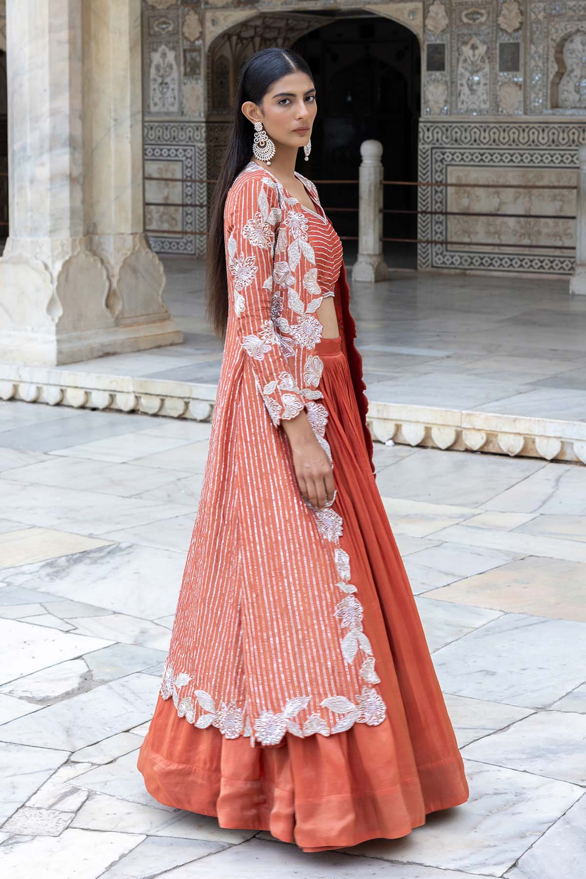 LONG JACKET AND LEHENGA SET