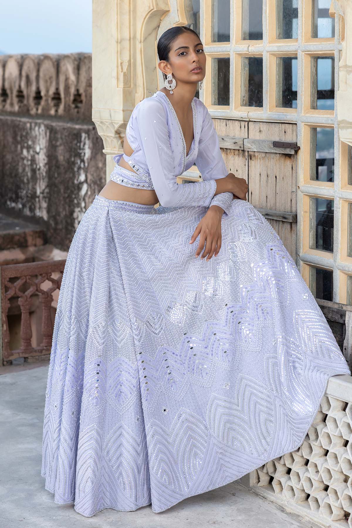 BEAUTFUL LIGHT LAVENDER LEHENGA SET