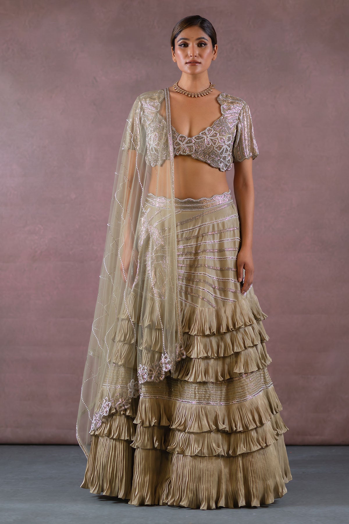 OLIVE GREEN LEHENGA SET