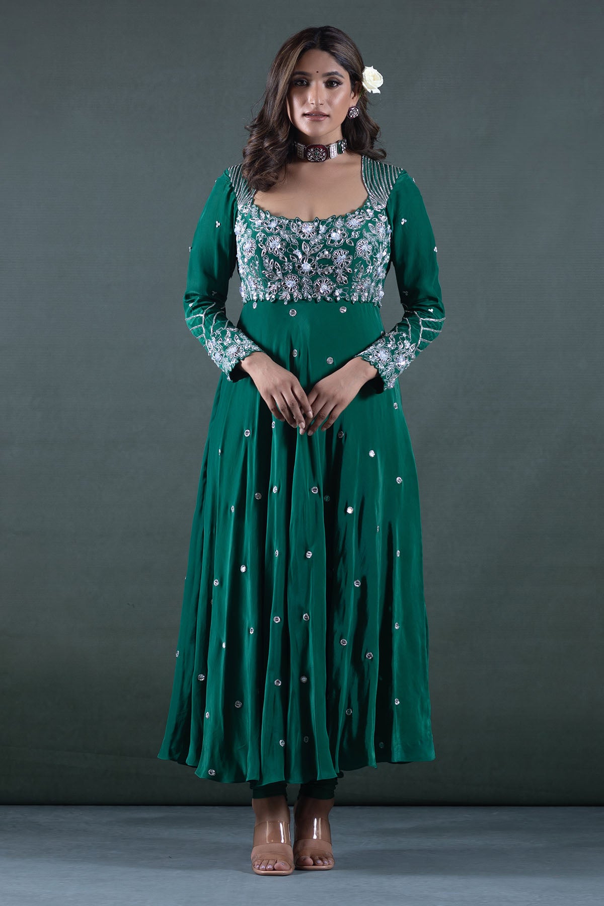 FOREST GREEN ANARKALI SET