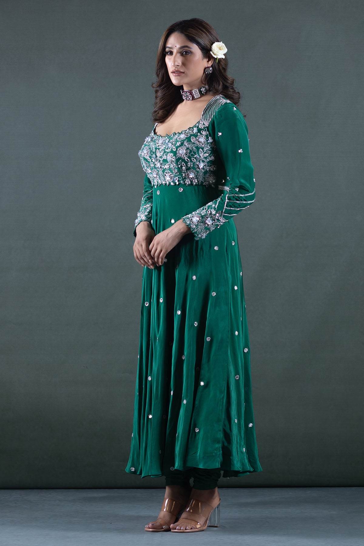 FOREST GREEN ANARKALI SET