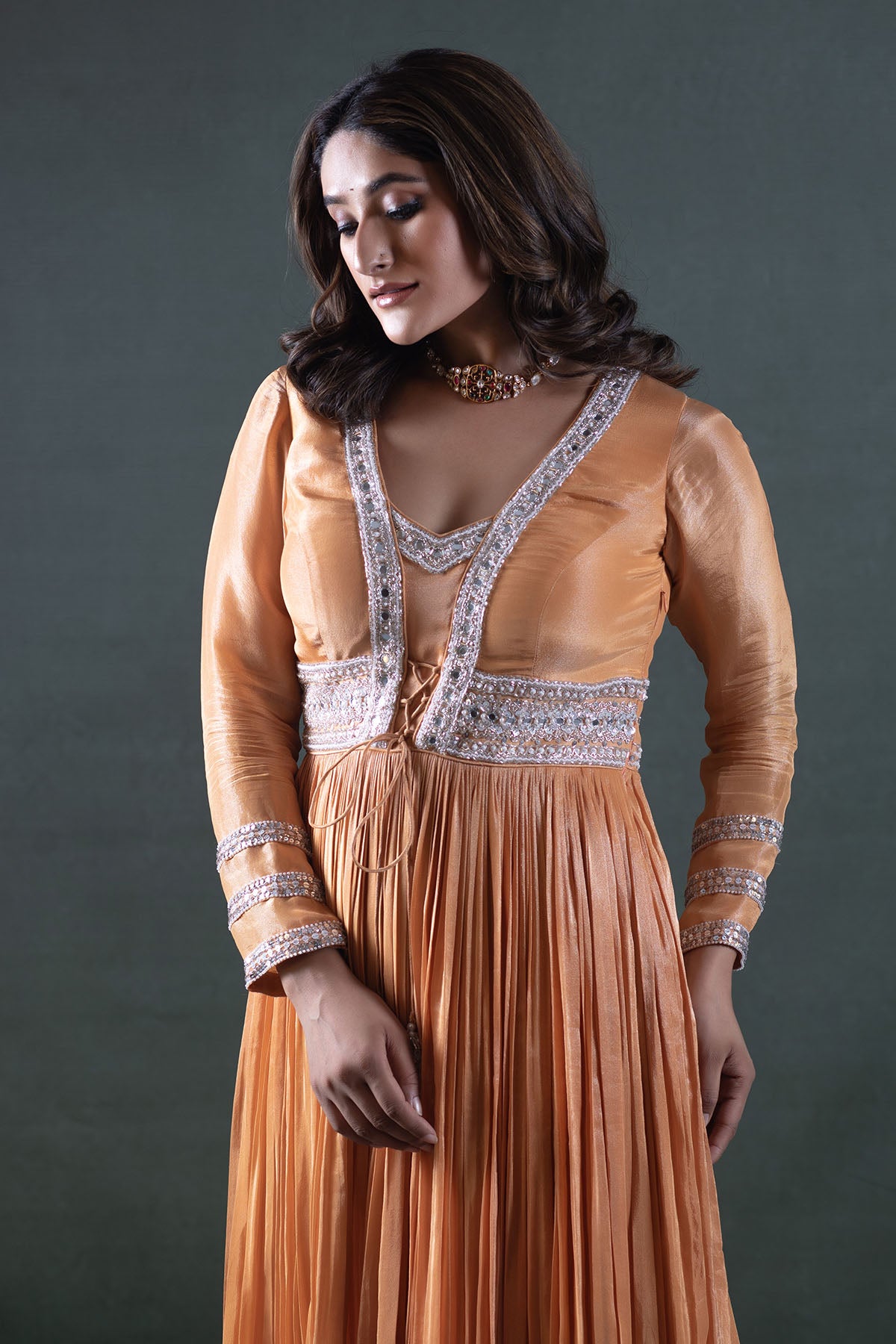 ROSE CORAL ANARKALI SET