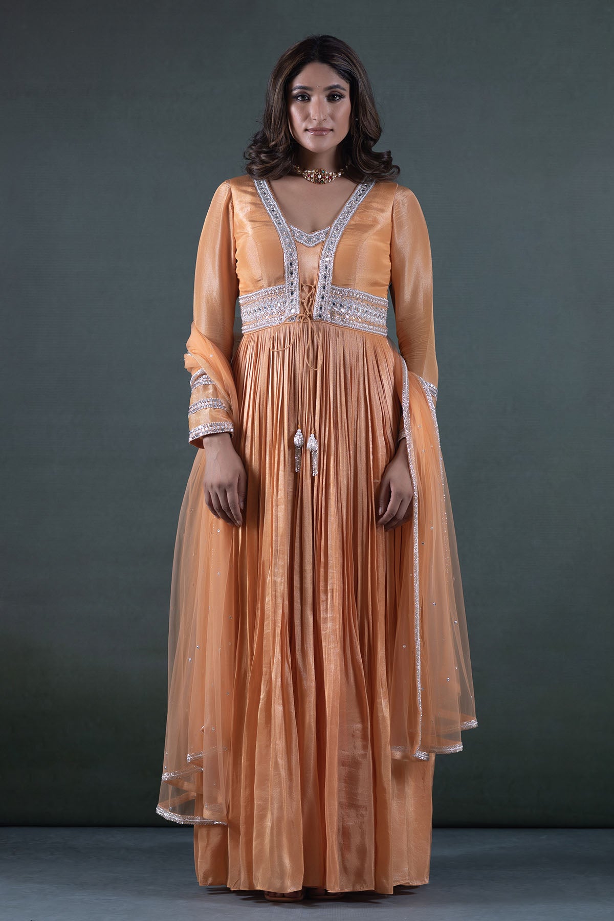 ROSE CORAL ANARKALI SET