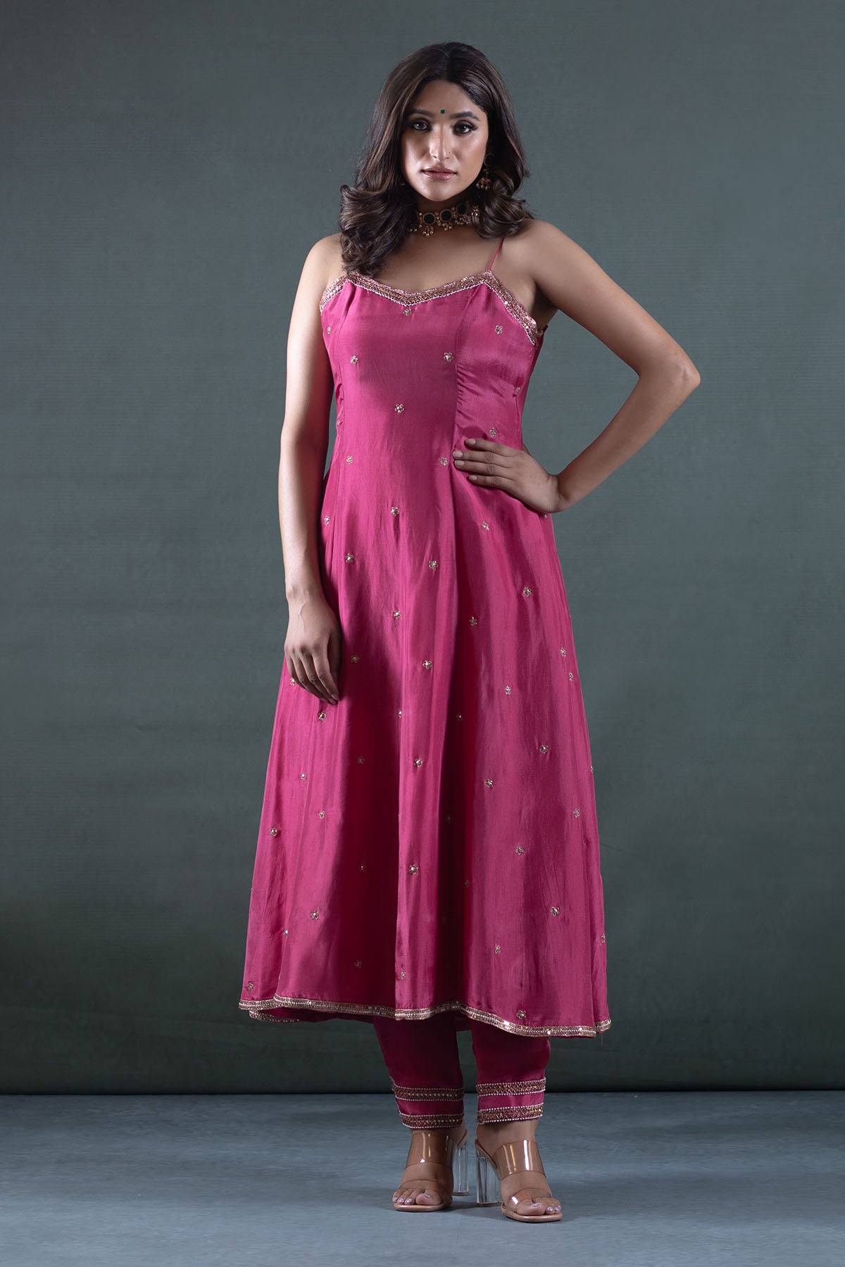 RASPBERRY PINK ANARKALI SET