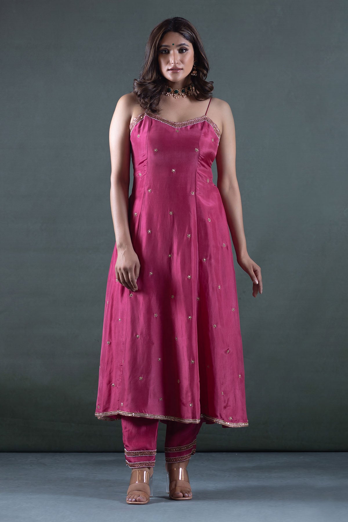 RASPBERRY PINK ANARKALI SET