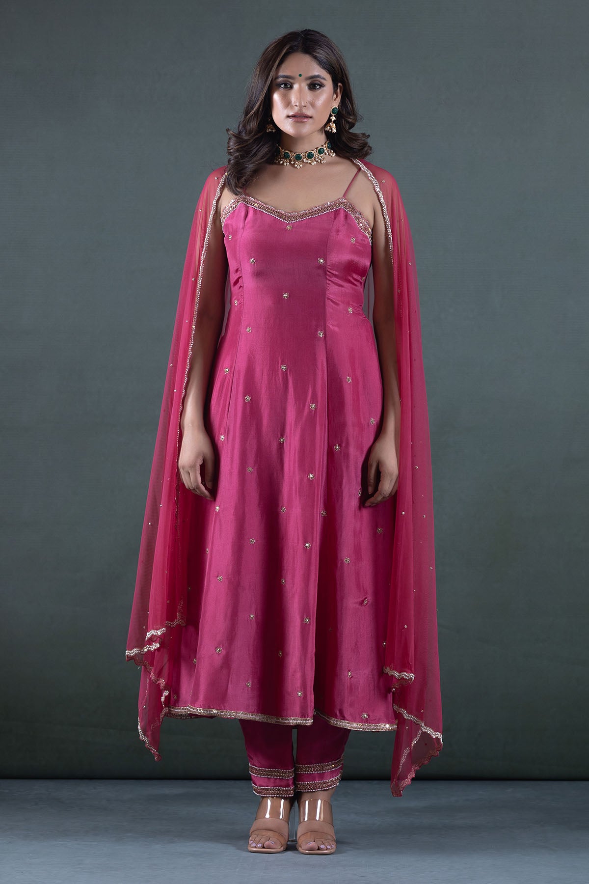 RASPBERRY PINK ANARKALI SET