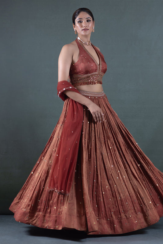 RUST LEHENGA SET