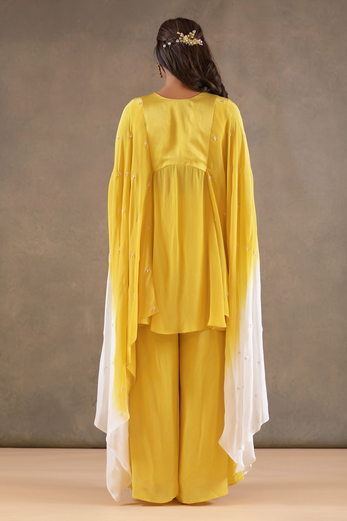 YELLOW AND WHITE KAFTAN PLAZZO SET