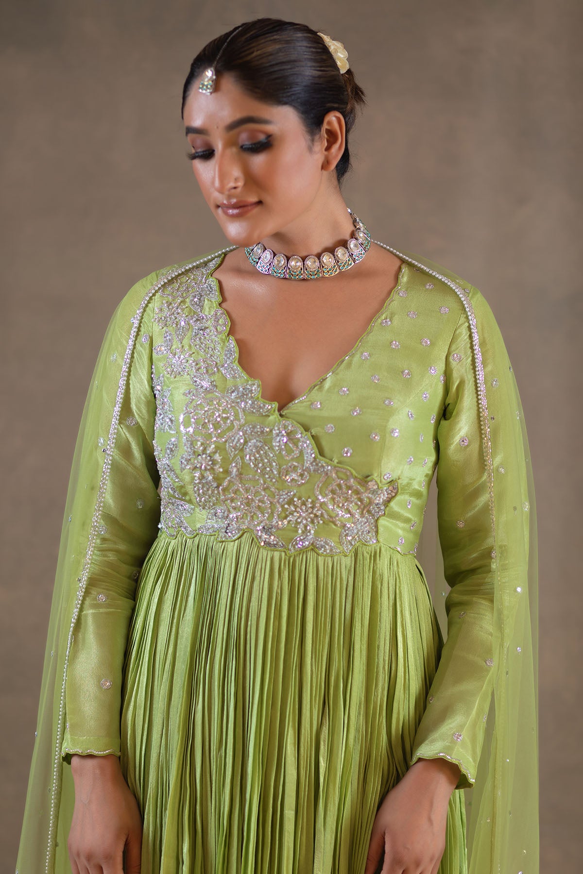 GREEN ANARKALI SET