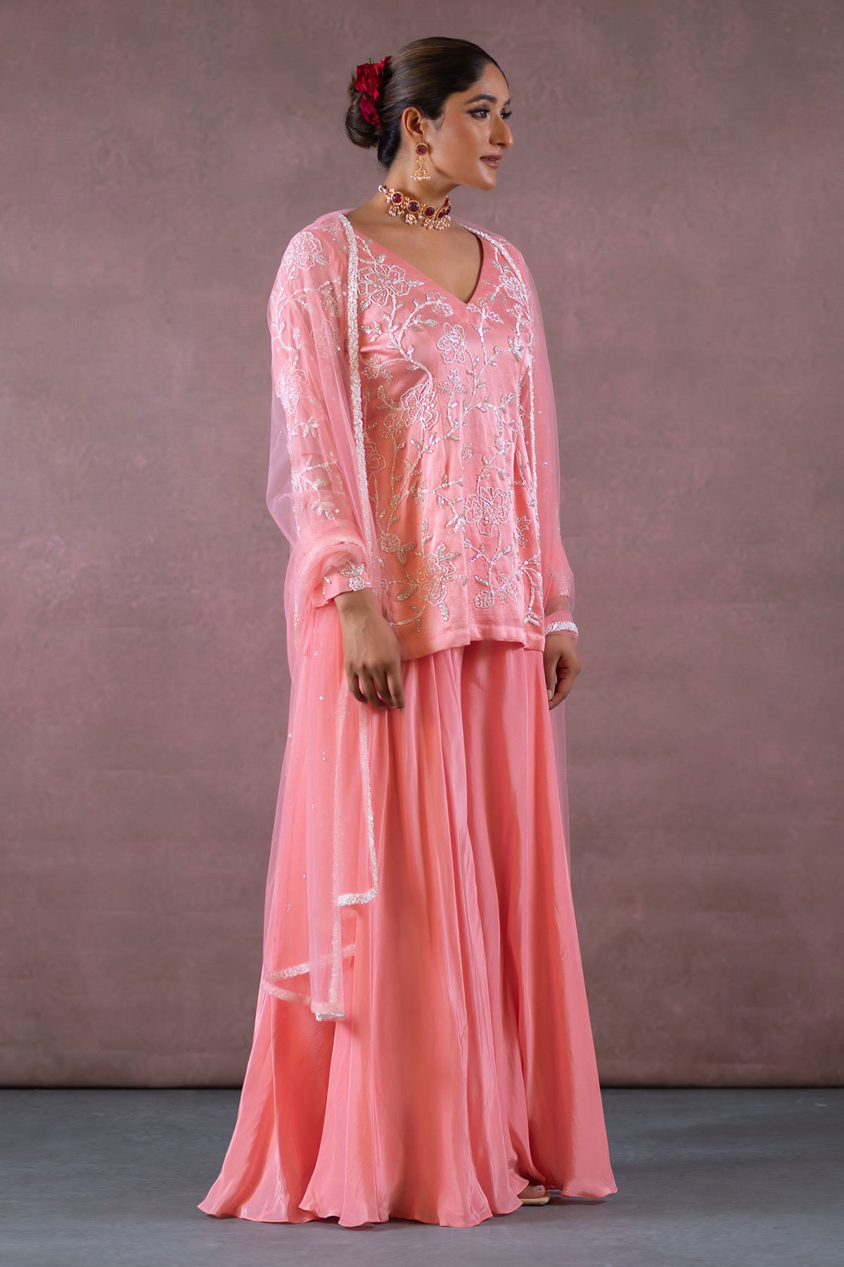 PINK KURTA AND PLAZZO SET