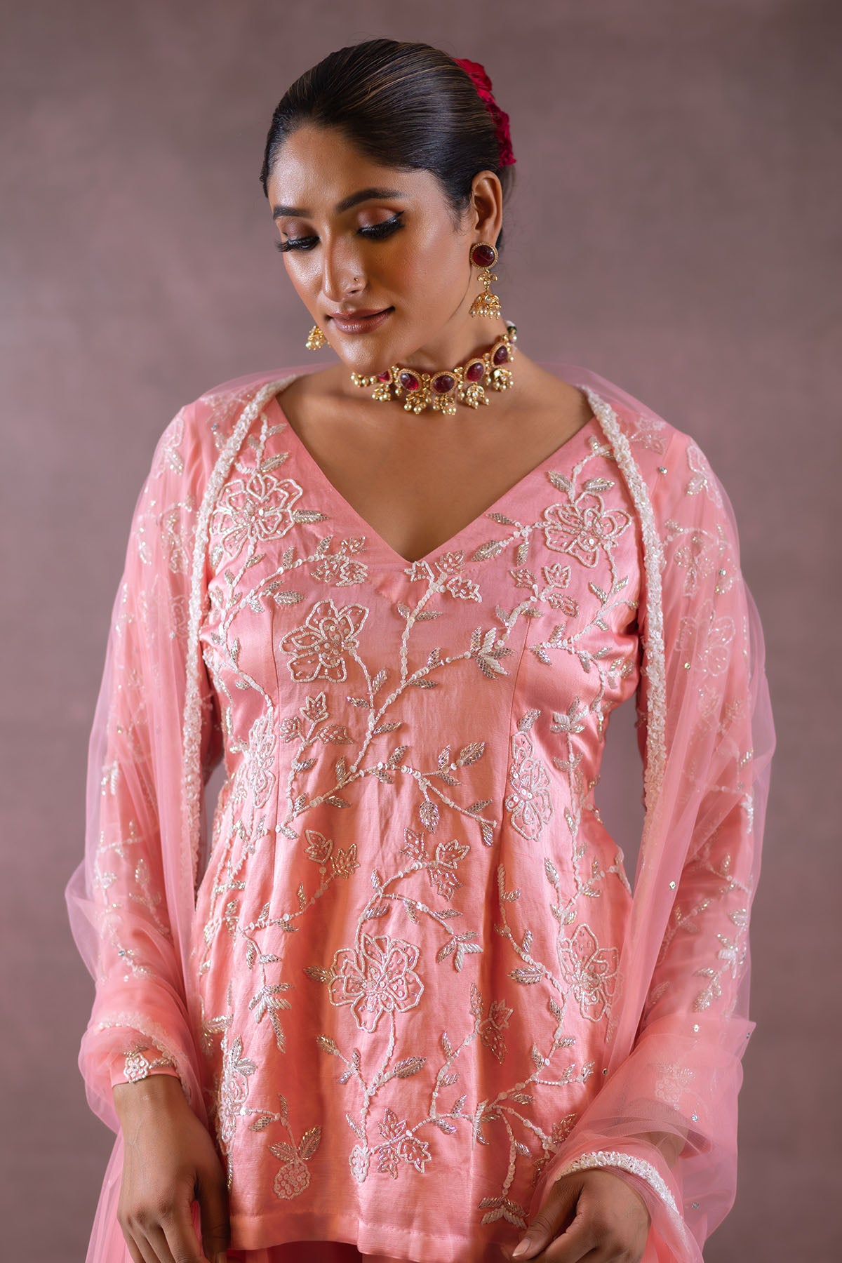 PINK KURTA AND PLAZZO SET