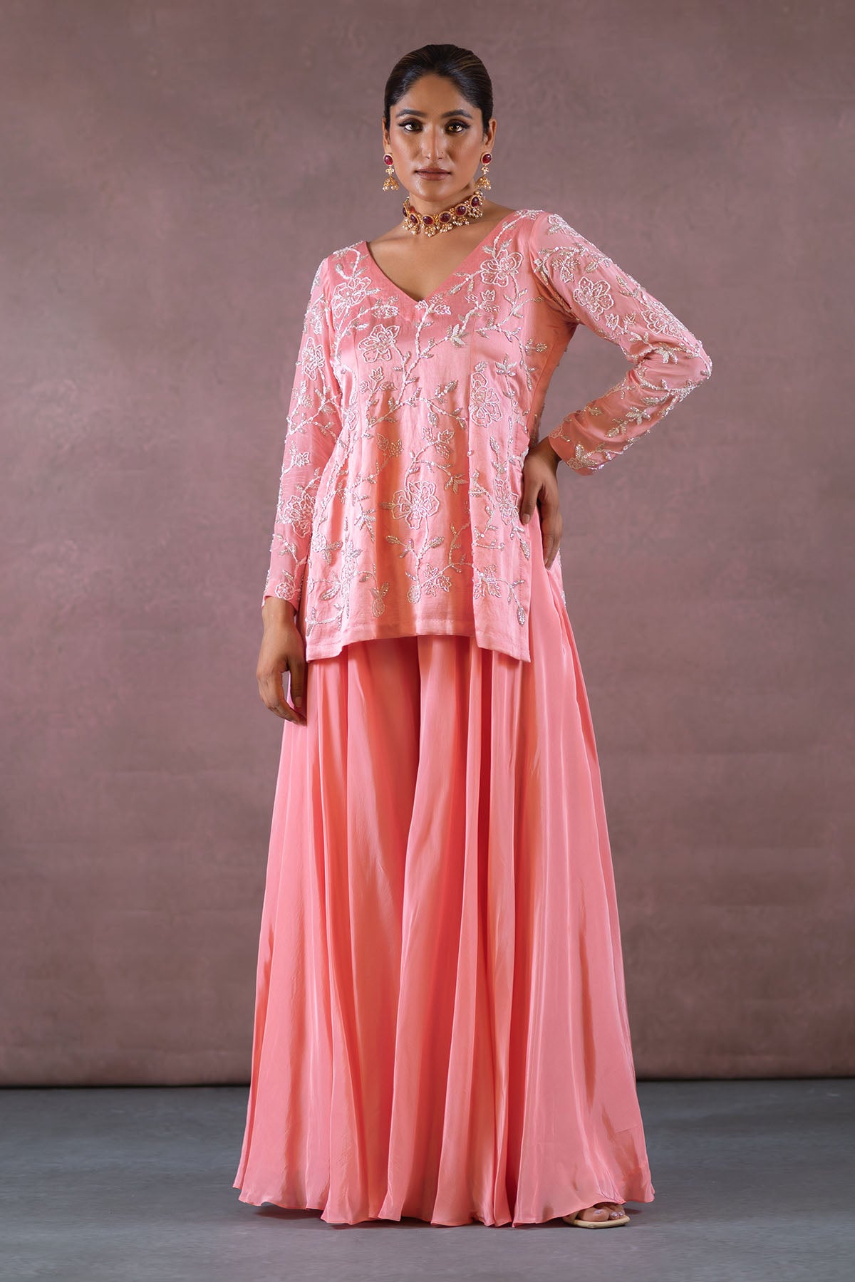 PINK KURTA AND PLAZZO SET