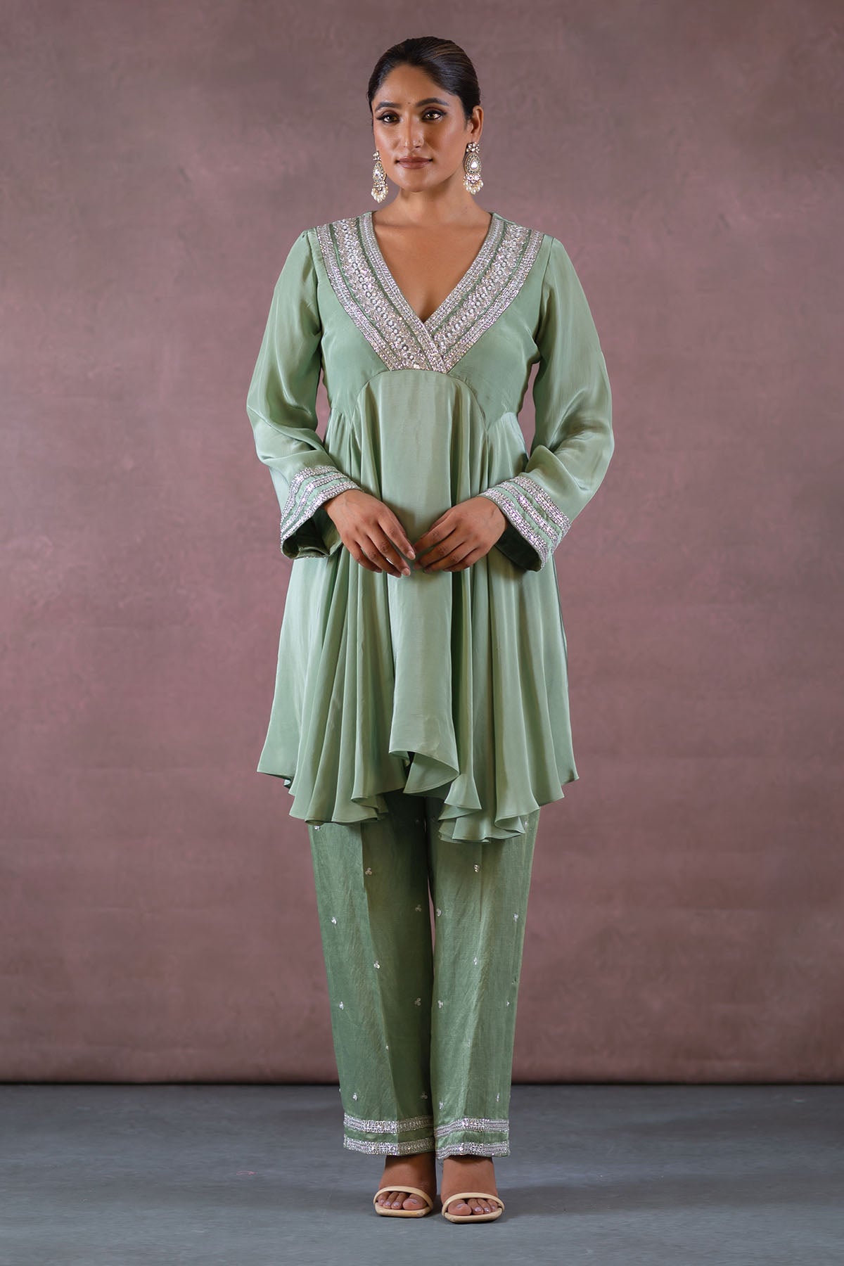 MINT LONG PEPLUM AND PANT SET