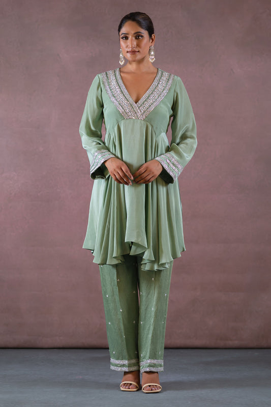 MINT LONG PEPLUM AND PANT SET