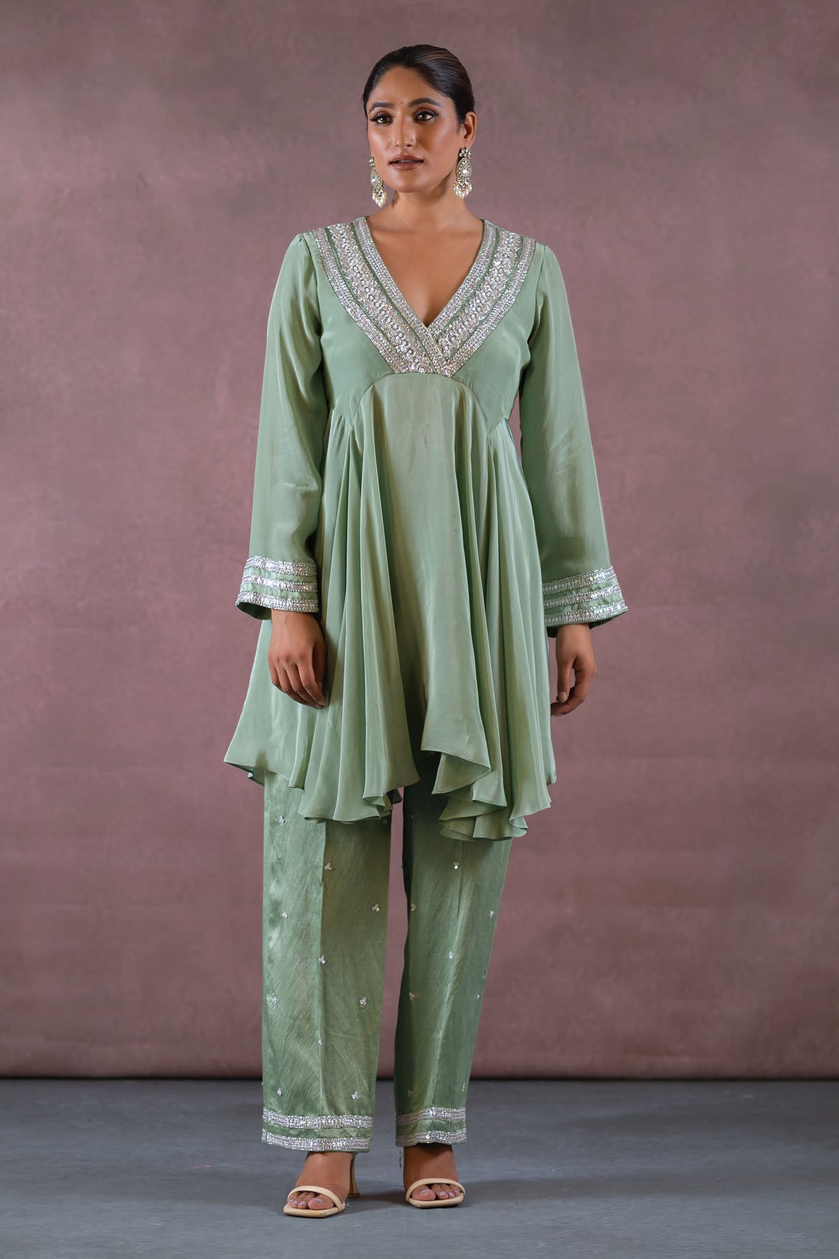 MINT LONG PEPLUM AND PANT SET