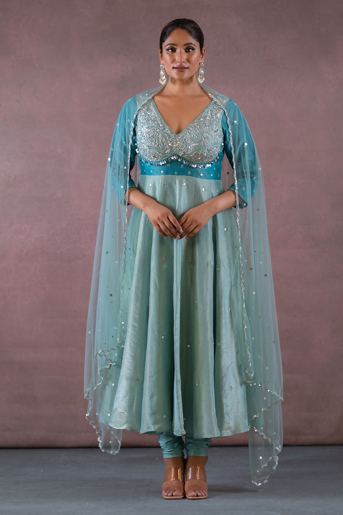 TEAL ANARKALI SET