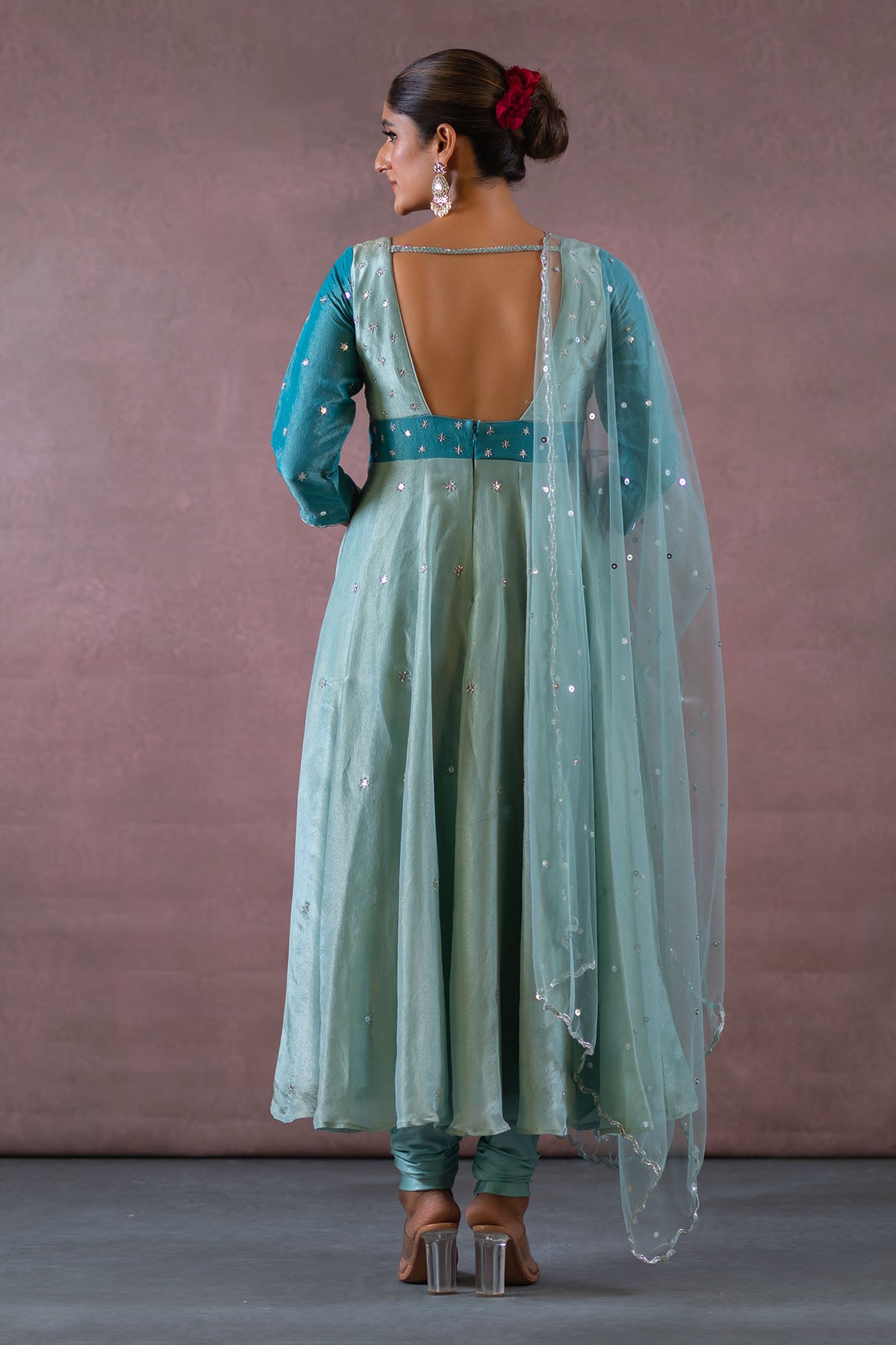 TEAL ANARKALI SET