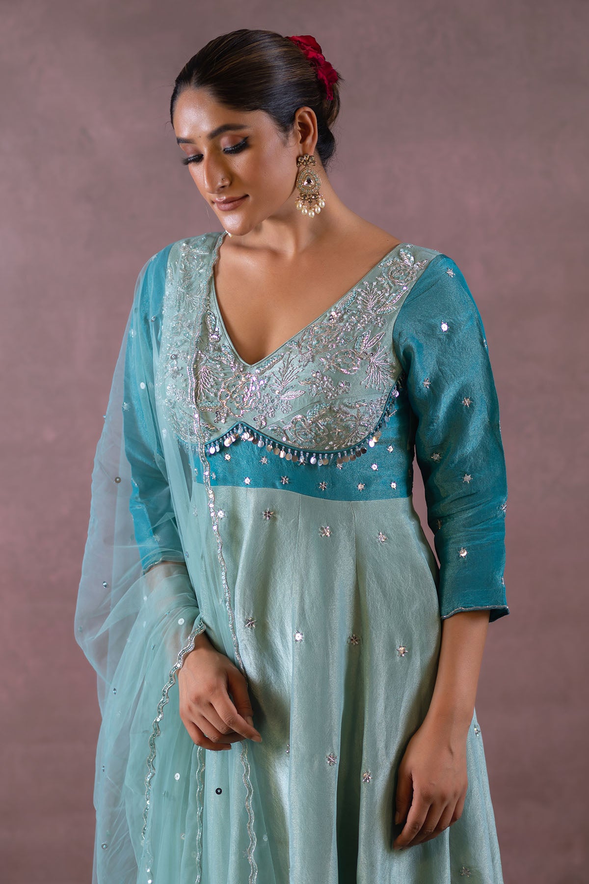 TEAL ANARKALI SET